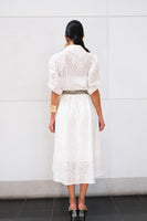 Openwork Embroidery Button Down Dress