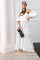 Embroidered Off Shoulder Long Dress