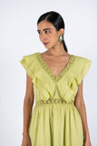 Maxi Ruffle Dress - Green Lime