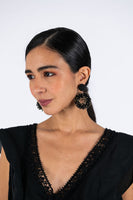 Beaded Geometric Earrings - Black