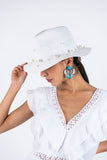 Straw Pearls Hat - White