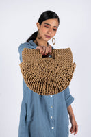 Straw Handbag-Camel