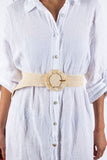 Elastic Raffia Belt - Beige