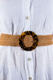 Elastic Raffia Belt-Camel