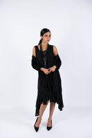 Sleeve-Less Silk Dress- Black