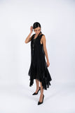 Sleeve-Less Silk Dress- Black