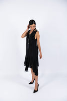 Sleeve-Less Silk Dress- Black