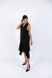 Sleeve-Less Silk Dress- Black