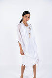 Sleeve-Less Silk Dress- White