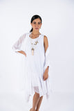 Sleeve-Less Silk Dress- White