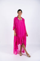 Fuchsia Sleeve-Less Silk Dress