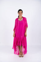 Fuchsia Sleeve-Less Silk Dress