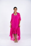 Fuchsia Sleeve-Less Silk Dress