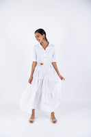 Poplin Flared Short-Sleeve Shirtdress - White