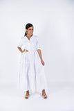 Poplin Flared Short-Sleeve Shirtdress - White