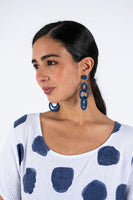 Beaded Drop Hoop Earrings - Blue