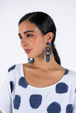 Beaded Drop Hoop Earrings - Blue