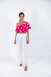 Polka Dots Crop Top - Fuchsia