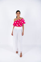 Polka Dots Crop Top - Fuchsia