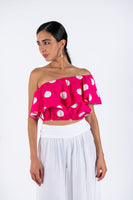 Polka Dots Crop Top - Fuchsia