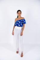 Polka Dots Crop Top-Blue