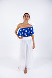 Polka Dots Crop Top-Blue