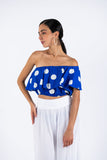 Polka Dots Crop Top-Blue