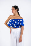 Polka Dots Crop Top-Blue