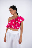 Polka Dots Crop Top - Fuchsia