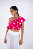 Polka Dots Crop Top - Fuchsia