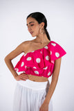 Polka Dots Crop Top - Fuchsia