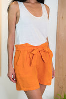 Belted Linen Short - Orange