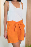 Belted Linen Short - Orange