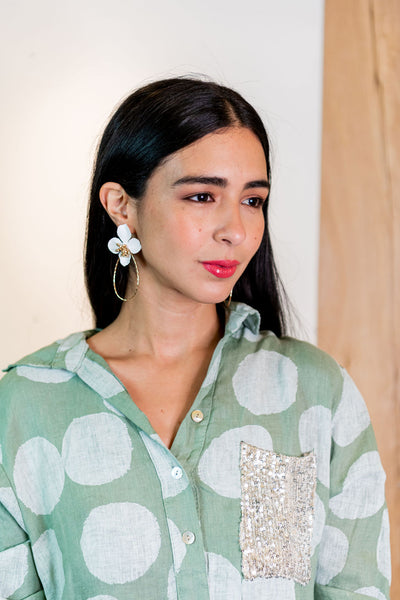 White Flower Earrings