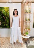 Sleeveless Linen Dress-White