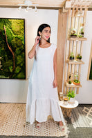 Sleeveless Linen Dress-White