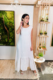 Sleeveless Linen Dress-White