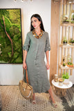 Long Button Down Linen Dress