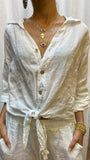 Linen Tie Front Shirt