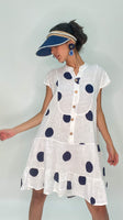 Polka Dot Print Short Dress-White