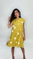 Polka Dot Print Short Dress-Mustard