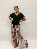 Flower Print Linen Blush and Black Pants