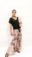 Flower Print Linen Blush and Black Pants