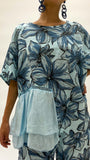 Flower Print Linen Blue and Black Shirt