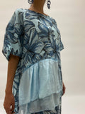 Flower Print Linen Blue and Black Shirt