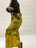 Flower Print Linen Yellow and Black Pants