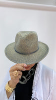 Blue and Gold Straw Fedora Hat