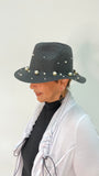 Straw Pearls Hat - Black