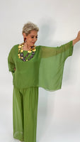 Silk Solid Blouse-Green