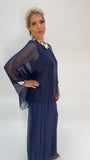 Silk Solid Blouse-Navy Blue